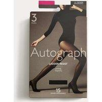 Autograph 3pk 15 Denier Ladder Resist Tights Nearly Black