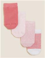 M&S 4 Pack Cotton Rich Terry Baby Socks (7lbs - 24 Mths) Pink Mix