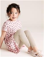 M&S Cotton Rich Striped Leggings (2-7 Yrs) Cream