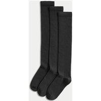 M&S 3 Pack Cotton Rich Over the Knee Socks Black