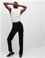 M&S Jersey Straight Leg Trousers with Stretch Black