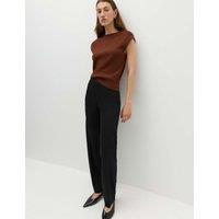 M&S Jersey Straight Leg Trousers with Stretch Black