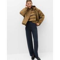 M&S Jersey Straight Leg Trousers with Stretch Dark Navy