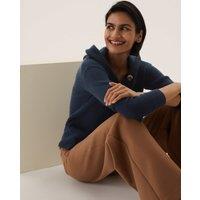 M&S Soft Touch Ribbed Hooded Cardigan Navy