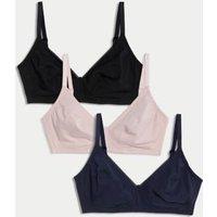 Buy 3pk Cotton Non Wired Full Cup Bras A-E