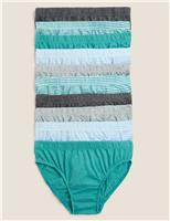 M&S 10 Pack Pure Cotton Briefs (2-16 Yrs) Green Mix
