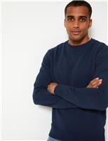 M&S Pure Cotton Crew Neck Sweatshirt Dark Green