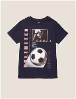 M&S Pure Cotton Football Graphic T-Shirt (6-16 Yrs) Navy