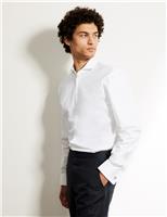 JAEGER Tailored Fit Pure Cotton Shirt With Double Cuff White