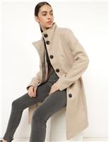 M&S PVE Funnel Neck Coat Oatmeal Mix