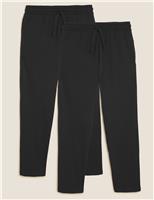 M&S 2 Pack Cotton Straight Leg Joggers Black