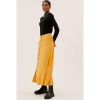 M&S Button Front Maxi A-Line Skirt Dark Yellow