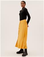 Button Front Maxi A-Line Skirt