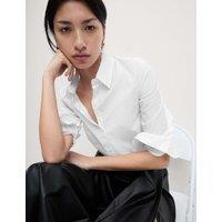 M&S Cotton Rich Fitted Collared Shirt White