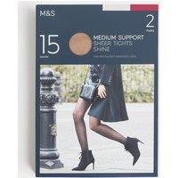 2pk 15 Denier Medium Support Sheer Tights