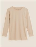 M&S Crew Neck Longline Long Sleeve Top Hessian