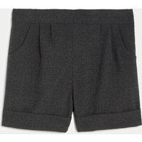 M&S Girls' Turn Up School Shorts (2-16 Yrs) Grey