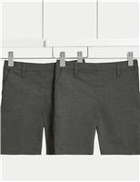 2pk Girls Slim Leg School Shorts (2-16 Yrs)