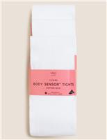 M&S 3 Pack Body Sensor Cotton Rich School Tights (3-14 Yrs) White