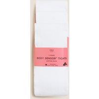 M&S 3 Pack Body Sensor Cotton Rich School Tights (3-14 Yrs) White