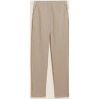 M&S Cotton Blend Slim Fit Ankle Grazer Trousers Sand