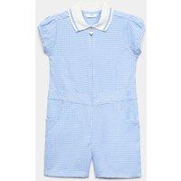 M&S Girls' Gingham School Playsuit (2-14 Yrs) Light Blue