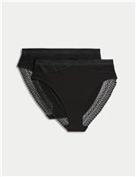 2pk Light Control Cotton Rich High Leg Knickers