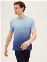 M&S Pure Cotton Ombre T-Shirt Blue