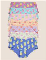M&S 7 Pack Cotton Rich Fruit Print Shorts (2-16 Yrs) Multi