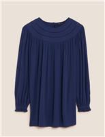 M&S Crew Neck Blouson Sleeve Blouse Ink