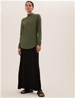 Jersey Roll Neck Relaxed Long Sleeve Top