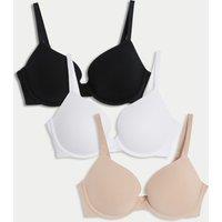 M&S 3pk Cotton Rich Wired Push-Up Bras A-E Opaline Mix