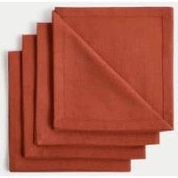 Set of 4 Cotton Rich Napkins with Linen