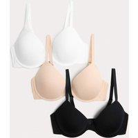 M&S 3pk Wired Plunge T-Shirt Bras A-E Opaline Mix