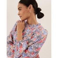 Ditsy Floral Smocked Long Sleeve Blouse