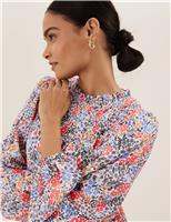 Ditsy Floral Smocked Long Sleeve Blouse