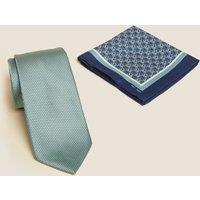 Slim Geometric Tie & Pocket Square Set