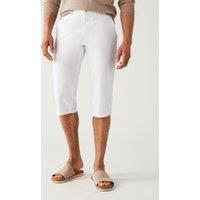 M&S Linen Blend 3/4 Leg Shorts White