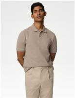M&S Pure Cotton Pique Regular Fit Polo Shirt Light Green
