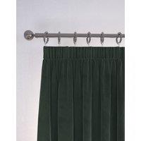 M&S Velvet Pencil Pleat Curtains Forest Green
