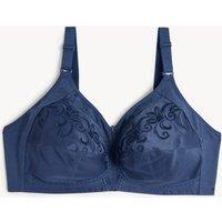 Embroidered Non Wired Total Support Bra Indigo