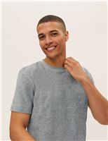 M&S Cotton Rich Towelling T-Shirt Grey Marl