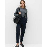 M&S Tapered Ankle Grazer Trousers Midnight Navy