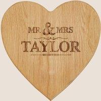 Personalised Mr & Mrs Heart Chopping Board