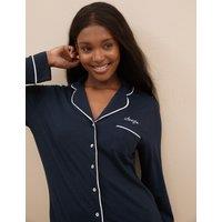 M&S Personalised Women's Cotton Modal Pyjamas Navy Mix