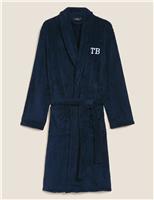 M&S Personalised Men's Supersoft Dressing Gown Dark Navy