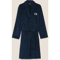 M&S Personalised Men's Supersoft Dressing Gown Dark Navy