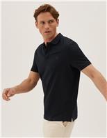 M&S Pure Cotton Embroidered Polo Shirt Dark Navy