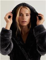 Rosie Fleece Hooded Dressing Gown Charcoal