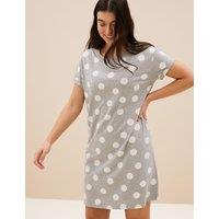 Cotton Rich Spot Print Short Nightdress